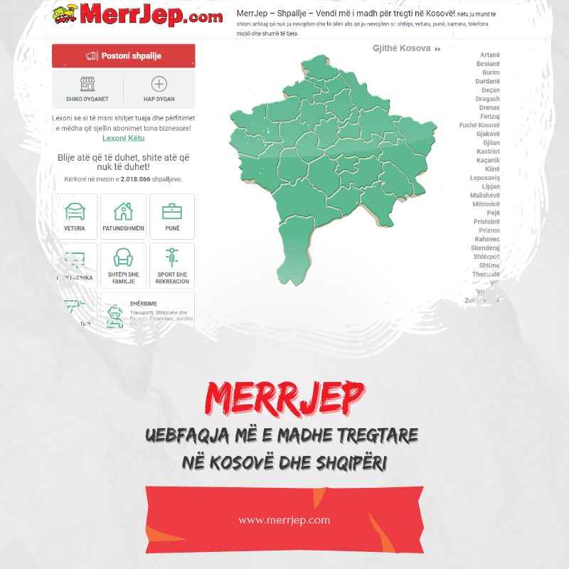 Zbuloni mundësi të pafundme me MerrJep Uebfaqja më e madhe tregtare në Kosovë dhe Shqipëri